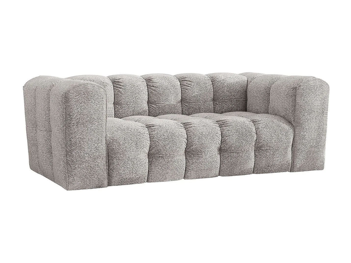 Sofa 2-Sitzer, Komfort Couch BALOO, stoff Schenille & Bouclé, Hellgrau