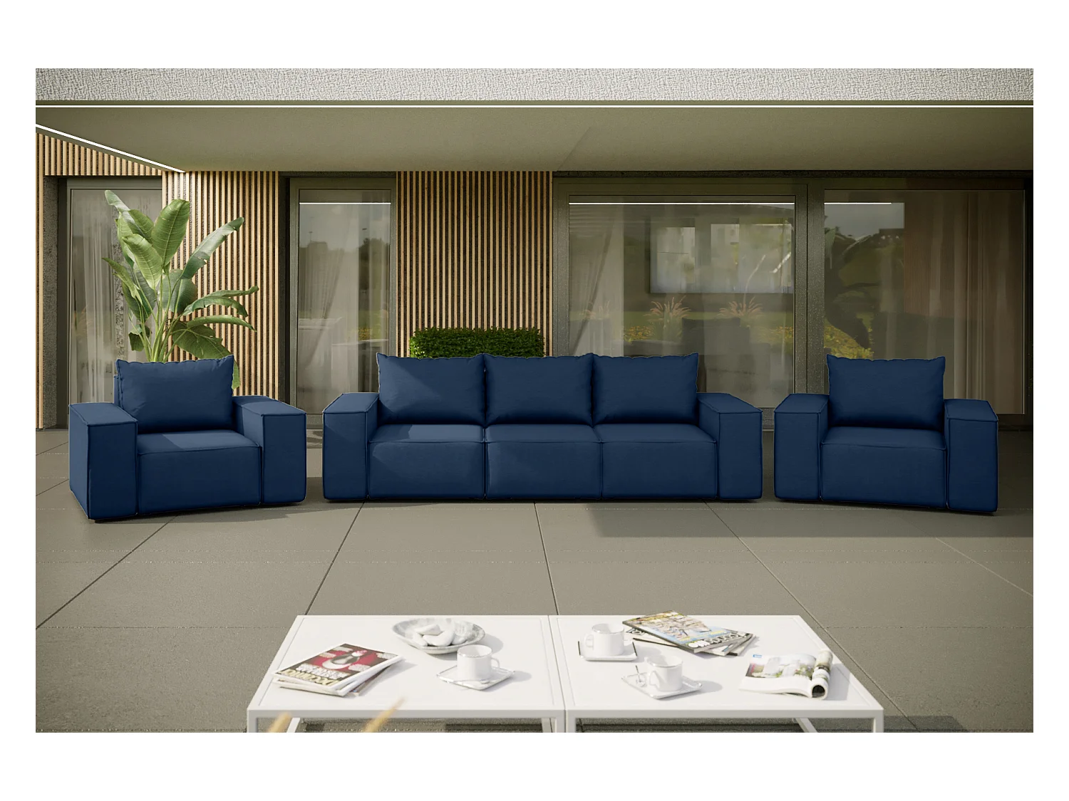 Tuinmeubelset 3+1+1 SUN, stof ARTICLE, marineblauw