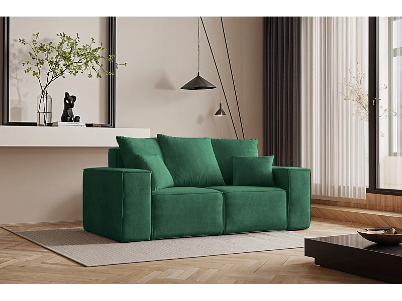 Sofa, Zweisitzer Couch ELLA, Stoff Noel, Grün