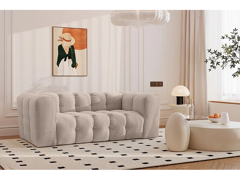 Sofa 2-Sitzer, Komfort Couch BALOO, stoff Schenille, Beige