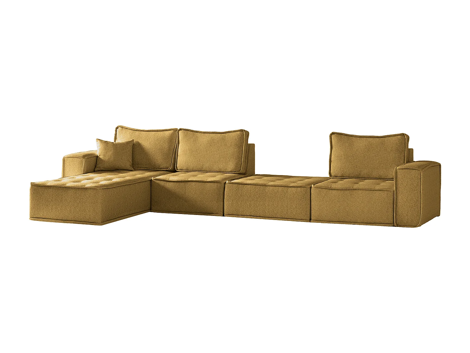 Canapé d'angle Bohoo XL en L, tissu Raven, jaune, gauche