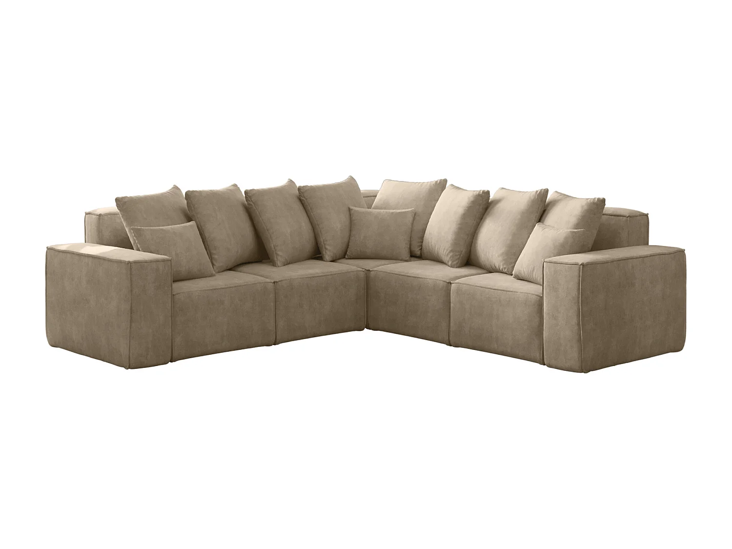 Canapé d'angle, Corner ELLA, tissu Noel, beige clair