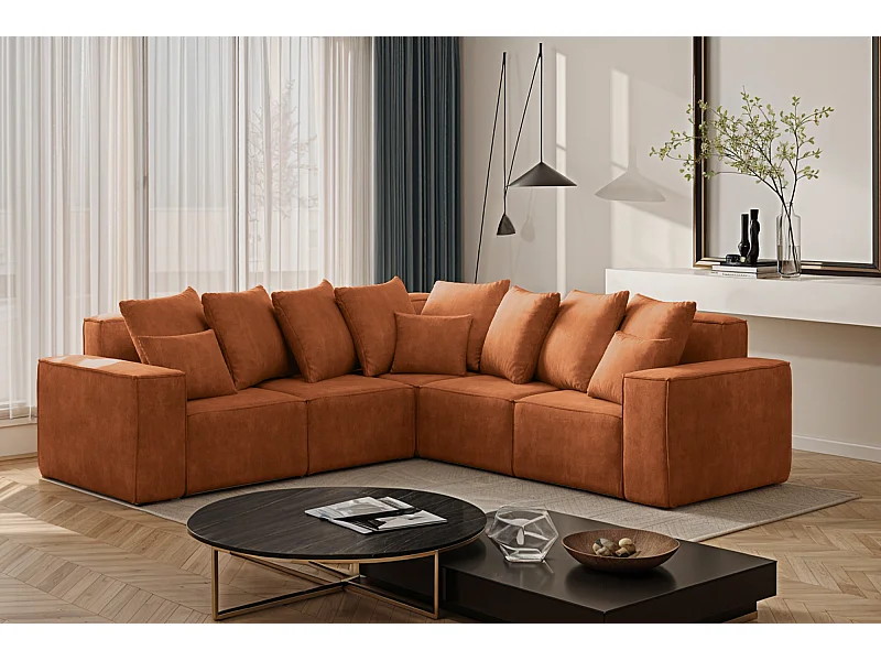 Hoekbank, Corner ELLA, stof Noel, oranje