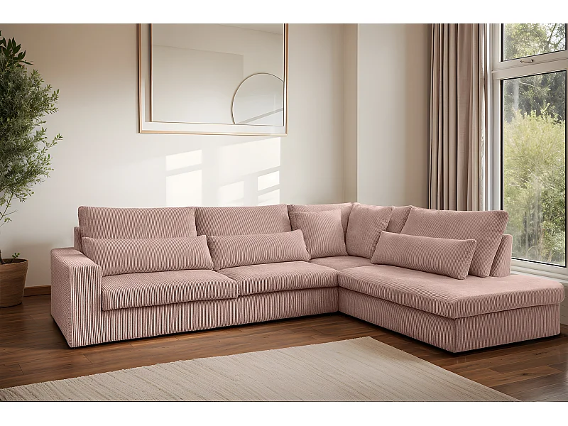 Hoekbank L-vorm SVEN stof Poso Rosa rechts