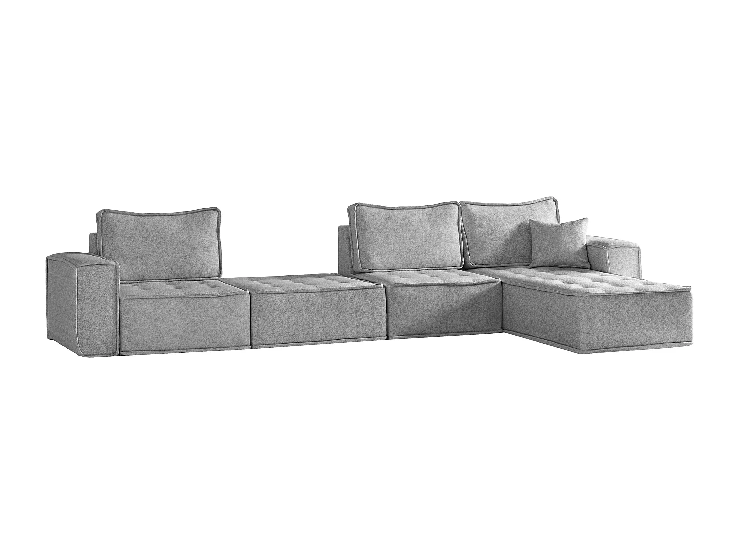 Canapé d'angle Bohoo XL en L, tissu Raven, gris, droit