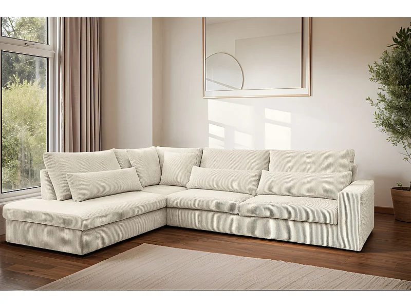 Ecksofa L-Form SVEN Stoff Poso Ecru Links