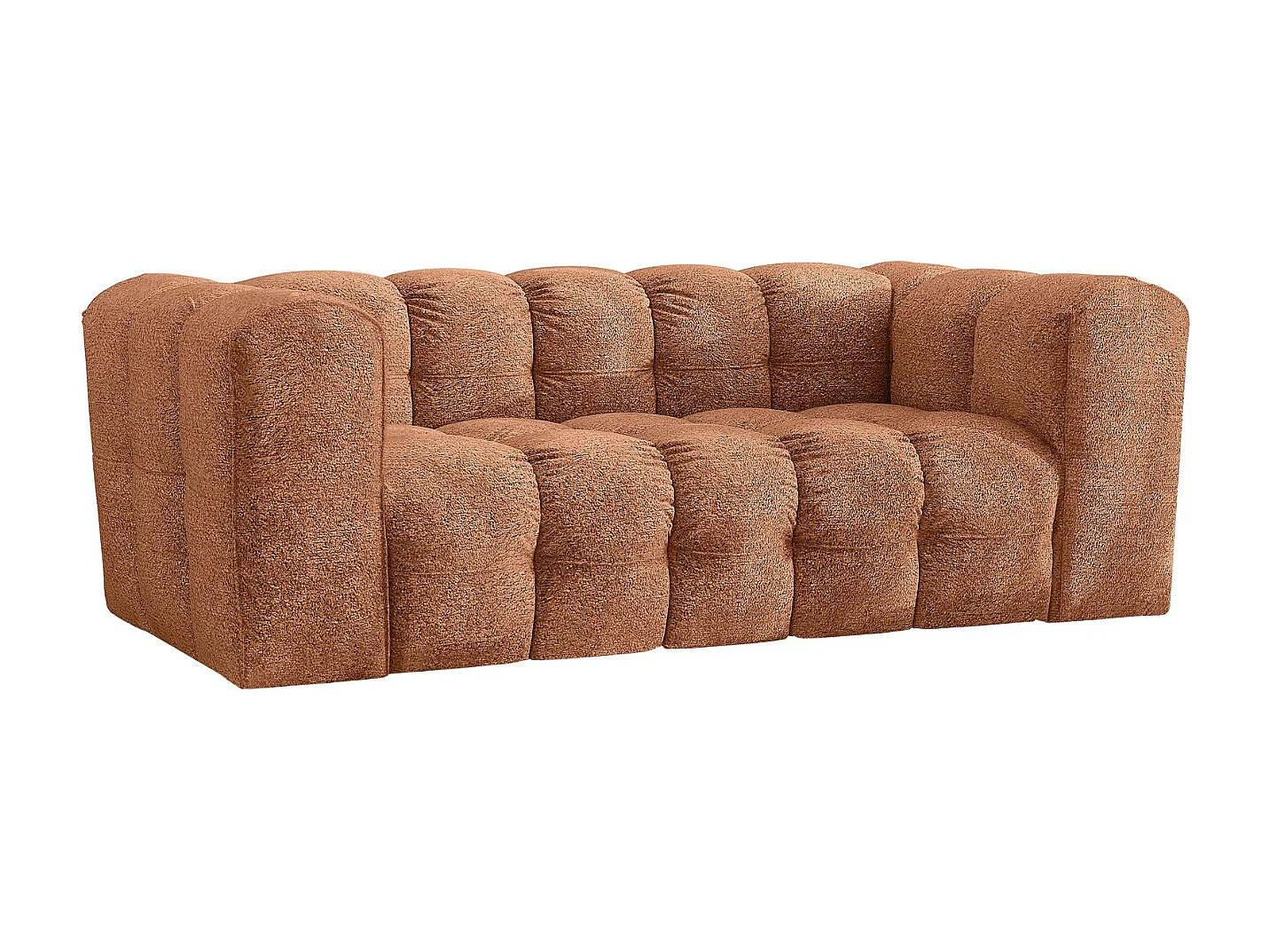 Sofa 2-Sitzer, Komfort Couch BALOO, stoff Schenille & Bouclé, Orange