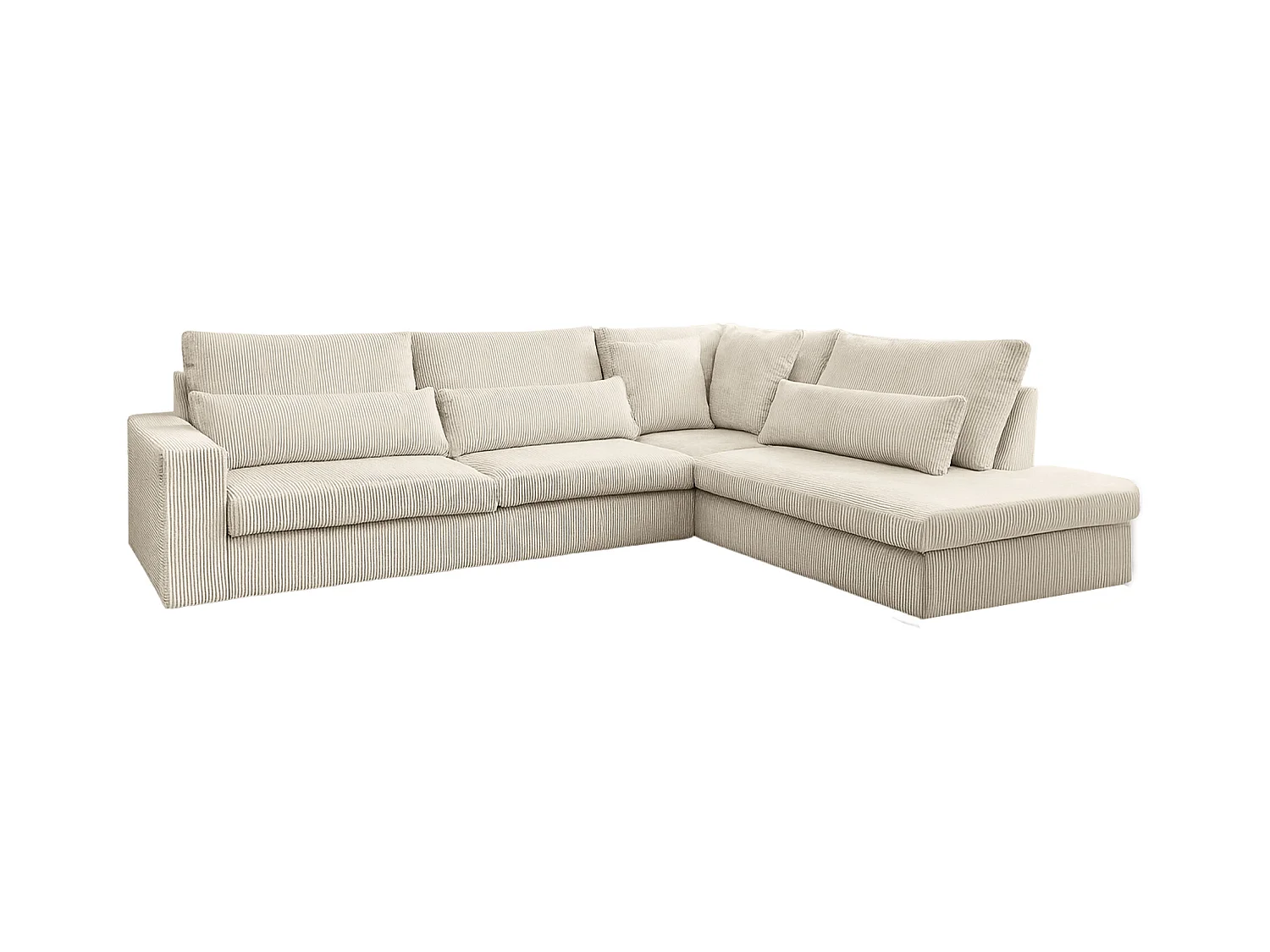 Canapé d'angle en L SVEN tissu Poso Ecru droit