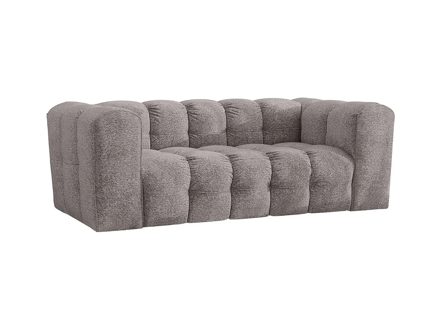 Sofa 2-Sitzer, Komfort Couch BALOO, stoff Schenille & Bouclé, Grau