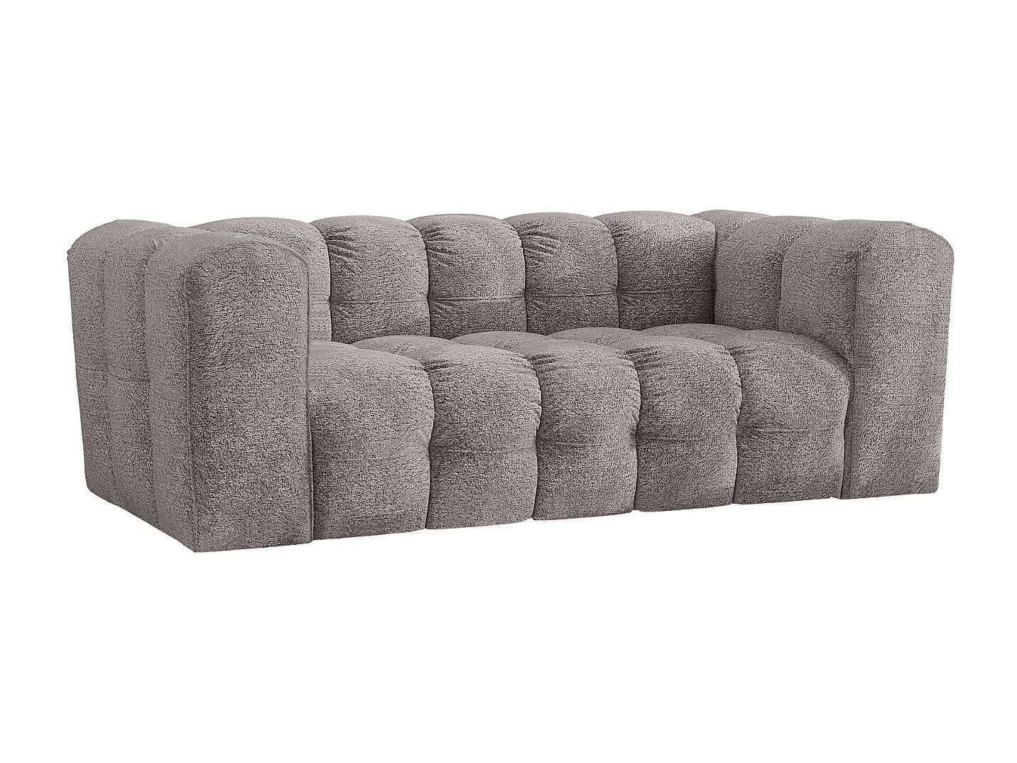 Sofa 2-Sitzer, Komfort Couch BALOO, stoff Schenille & Bouclé, Grau