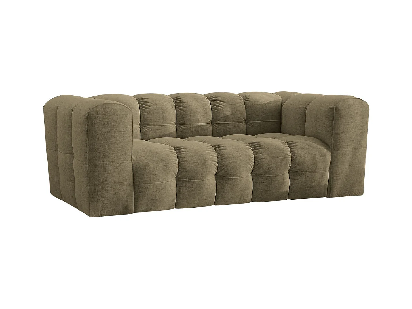 Sofa 2-Sitzer, Komfort Couch BALOO, stoff Schenille, Olive