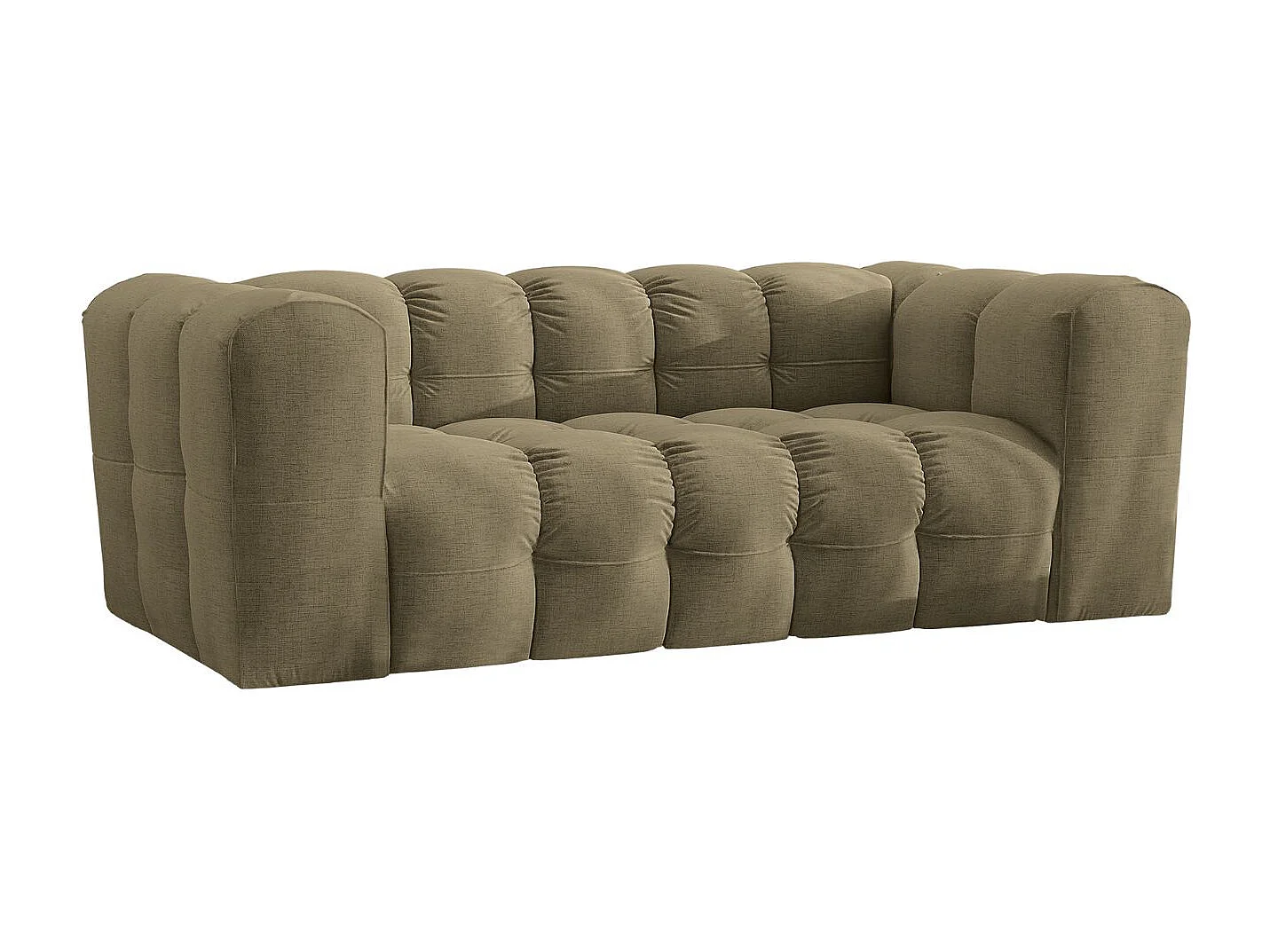 Sofa 2-Sitzer, Komfort Couch BALOO, stoff Schenille, Olive