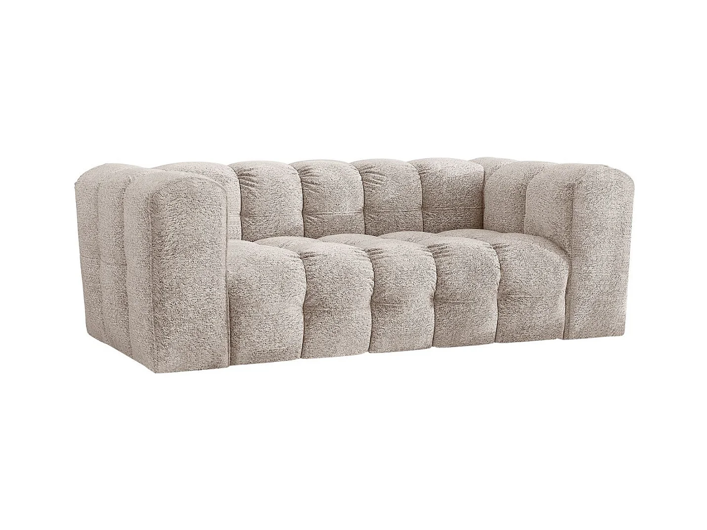 Sofa 2-Sitzer, Komfort Couch BALOO, stoff Schenille & Bouclé, Ecru