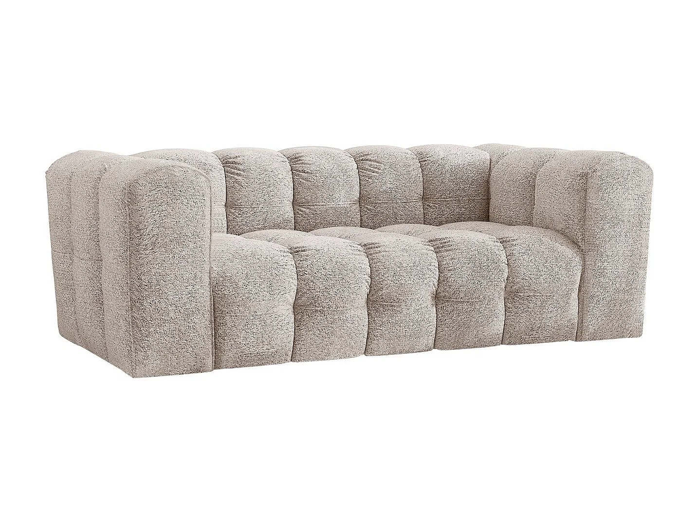 Sofa 2-Sitzer, Komfort Couch BALOO, stoff Schenille & Bouclé, Ecru