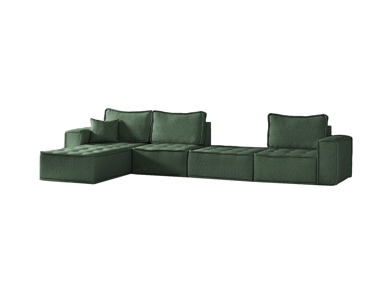 Canapé d'angle Bohoo XL en L, tissu Raven, vert clair, gauche