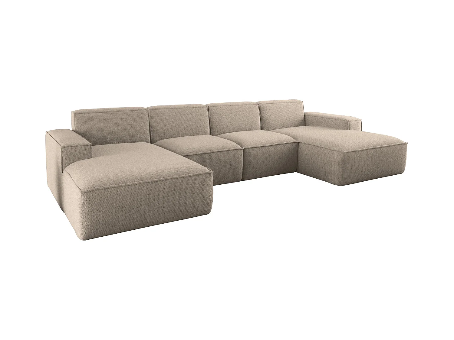 Canapé d'angle en U Siena avec tissu Artico Beige