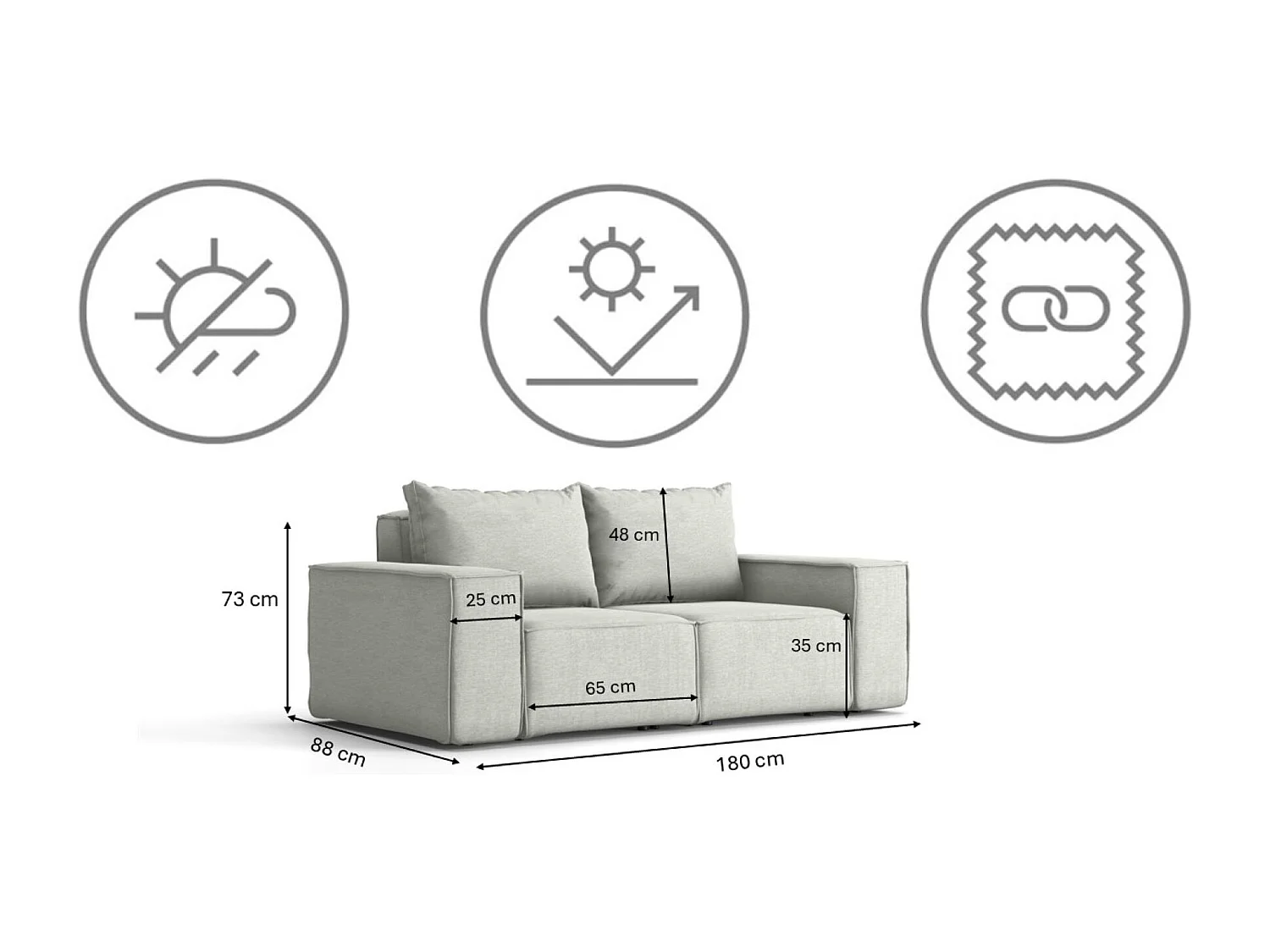Tuinmeubelbank tweezits SONNE, stof ARTICLE, lichtgrijs