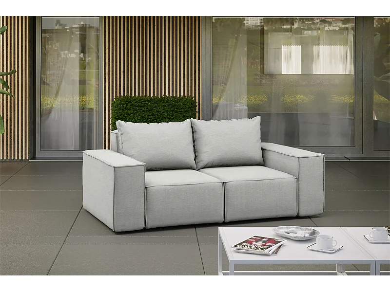 Tuinmeubelbank tweezits SONNE, stof ARTICLE, lichtgrijs