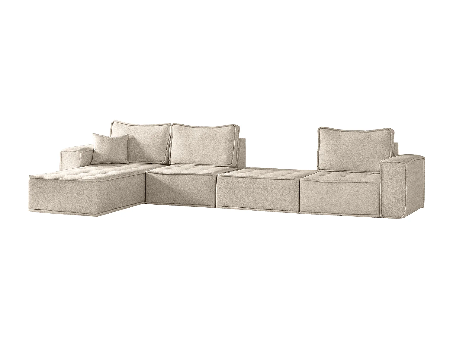 Canapé d'angle Bohoo XL en L, tissu Raven, beige clair, gauche