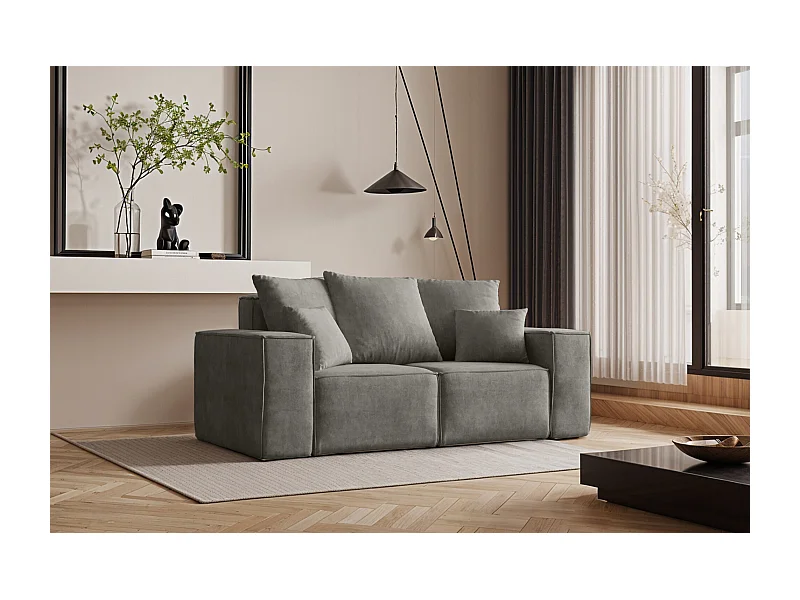 Sofa, Zweisitzer Couch ELLA, Stoff Noel, Grau