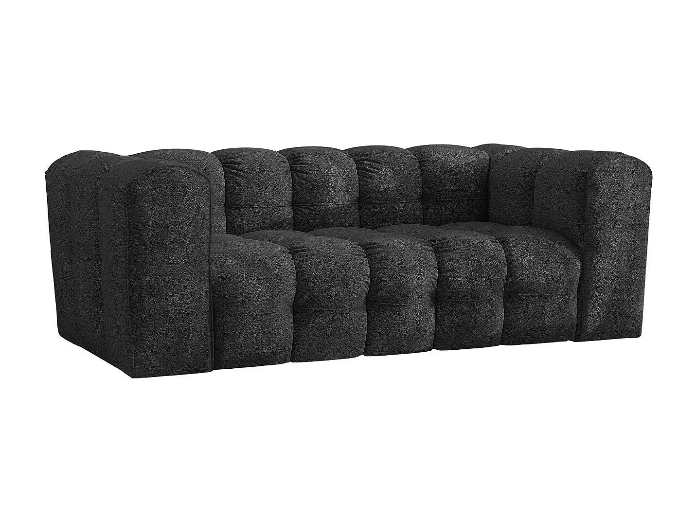 Sofa 2-Sitzer, Komfort Couch BALOO, stoff Schenille & Bouclé, Graphit