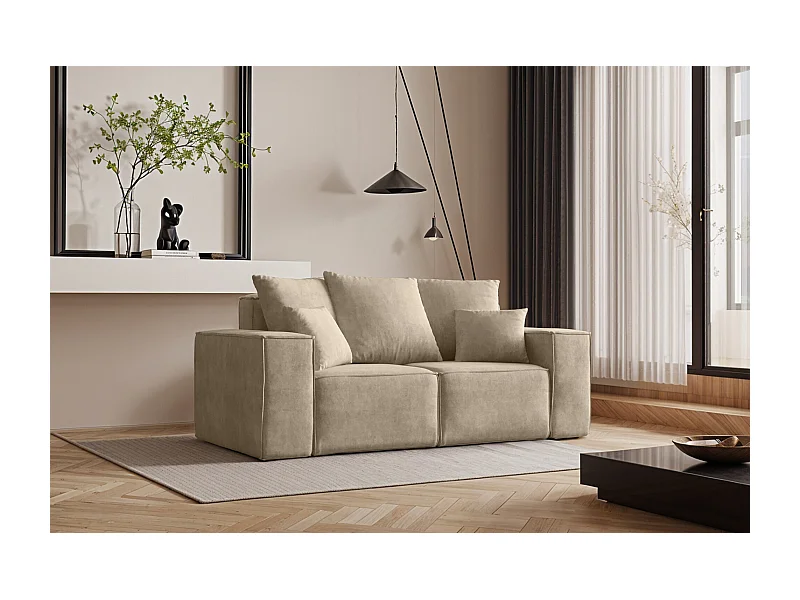 Sofa, Zweisitzer Couch ELLA, Stoff Noel, Hellbeige