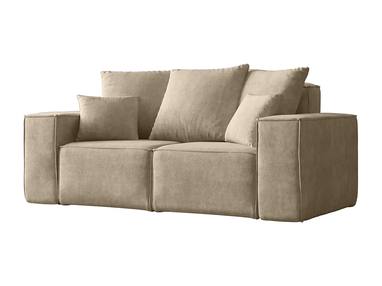 Canapé deux places ELLA, tissu Noel, beige clair