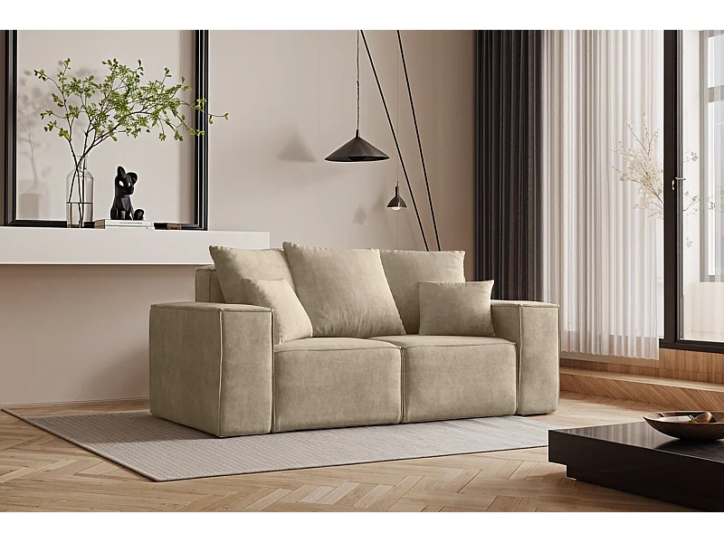 Sofa, Zweisitzer Couch ELLA, Stoff Noel, Hellbeige