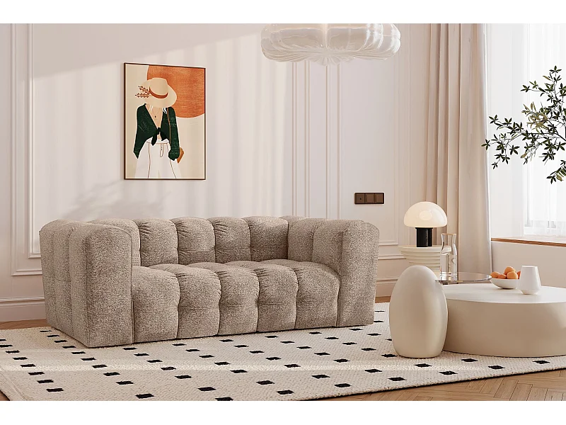 2-zitsbank, comfortbank BALOO, stof Schenille & Bouclé, donkerbeige