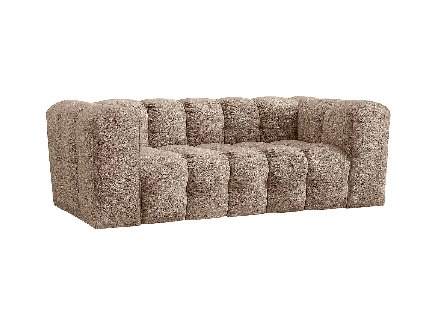 Sofa 2-Sitzer, Komfort Couch BALOO, stoff Schenille & Bouclé, Dunkelbeige