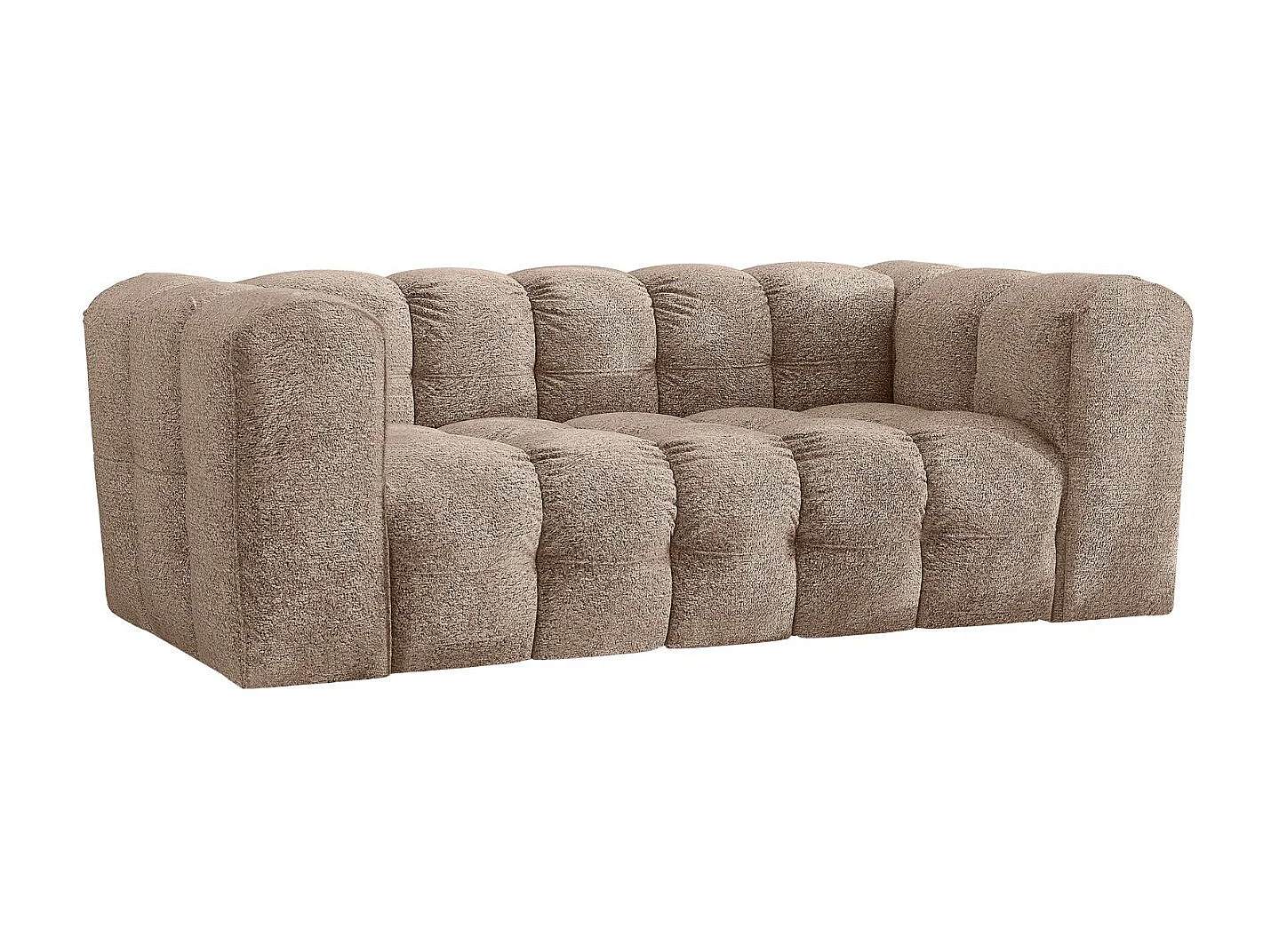 Sofa 2-Sitzer, Komfort Couch BALOO, stoff Schenille & Bouclé, Dunkelbeige