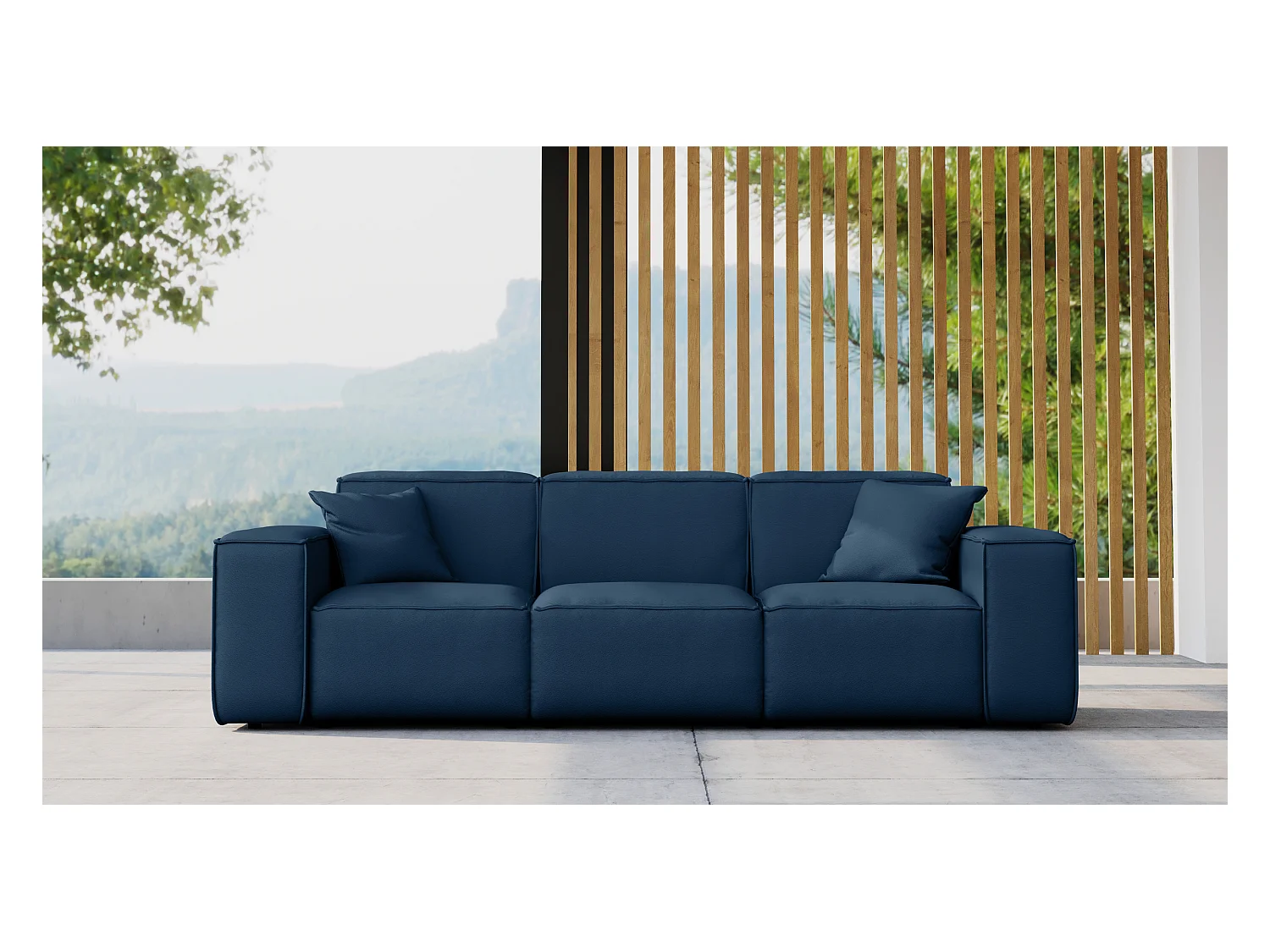 Tuinmeubelbank driezits MALIBU, stof ODYSSEY, marineblauw