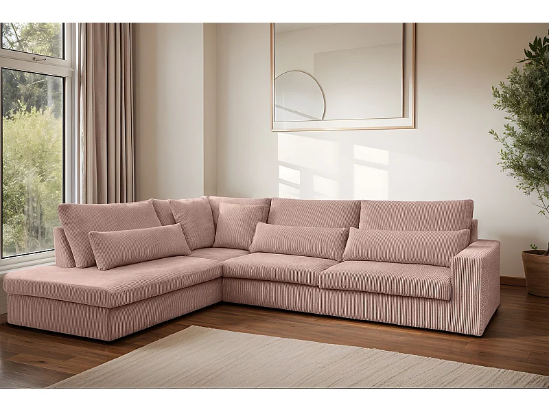 Hoekbank L-vorm SVEN stof Poso Rosa Links