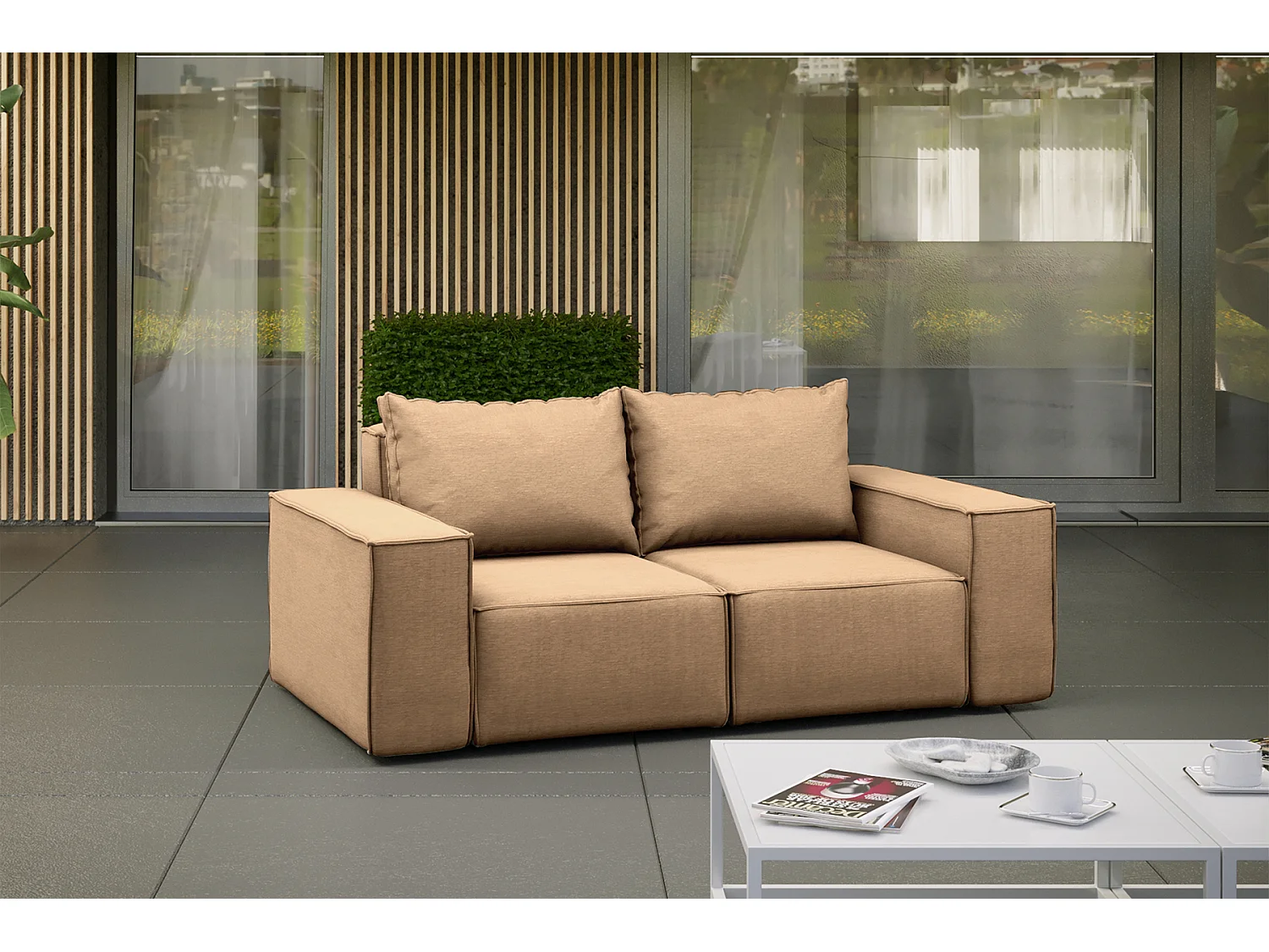 Tuinmeubelbank tweezits SONNE, stof ARTICLE, cappuccino