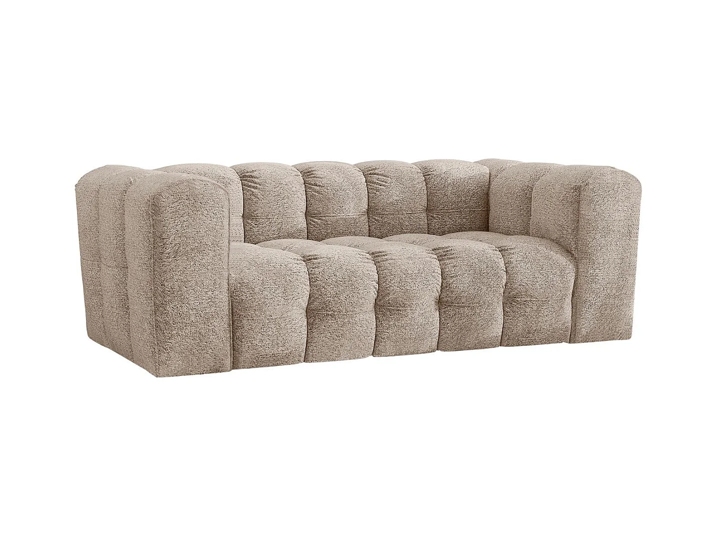 Sofa 2-Sitzer, Komfort Couch BALOO, stoff Schenille & Bouclé, Beige