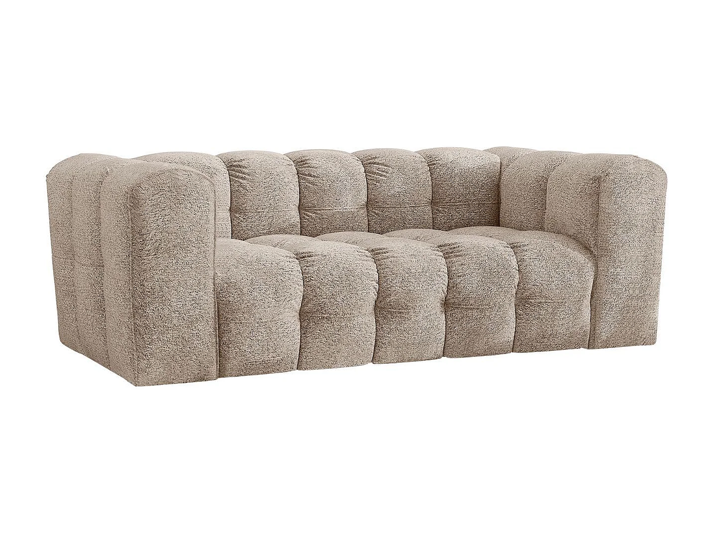 Sofa 2-Sitzer, Komfort Couch BALOO, stoff Schenille & Bouclé, Beige