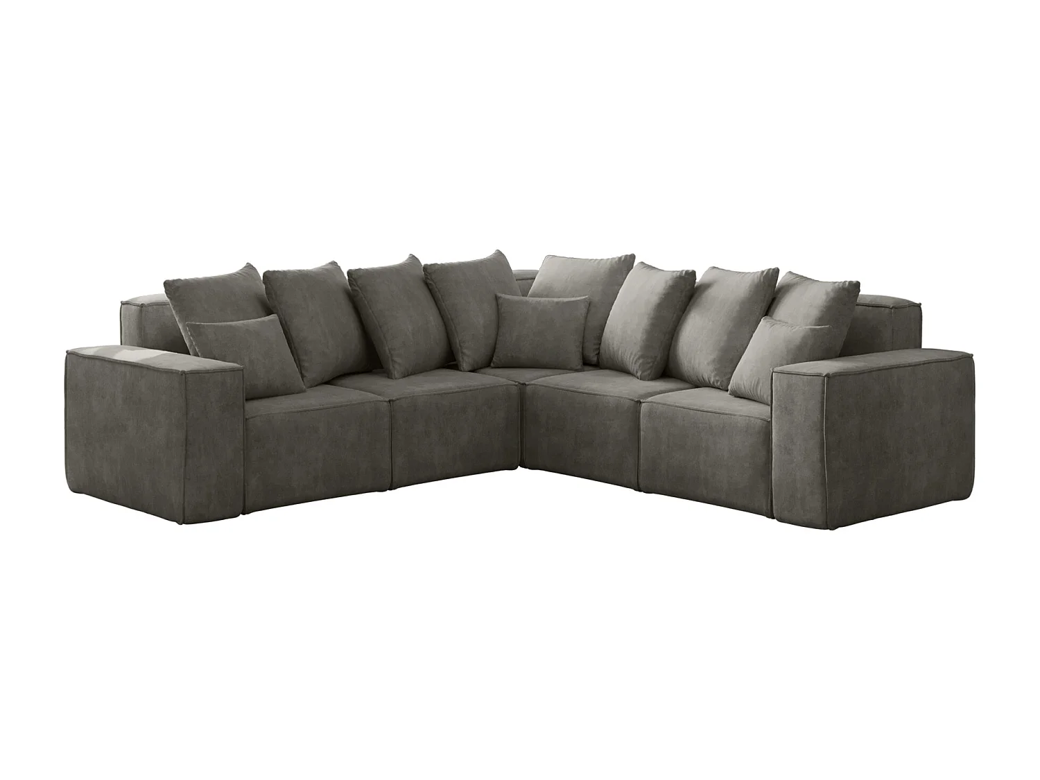 Canapé d'angle, Corner ELLA, tissu Noel, gris