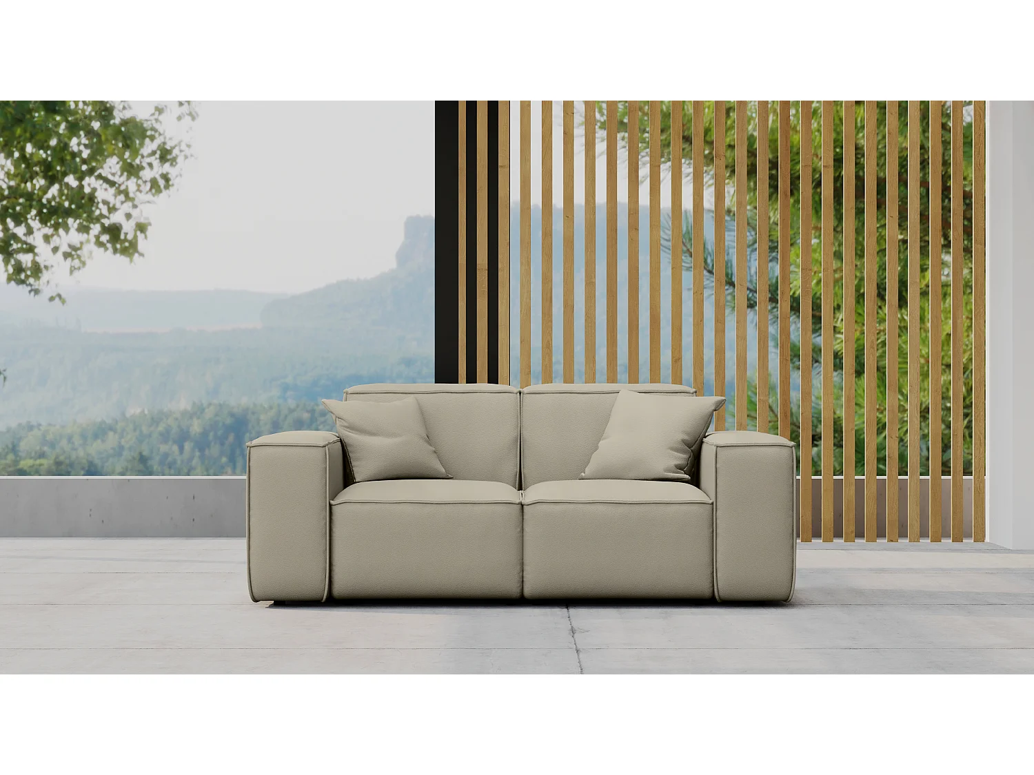 Tuinmeubelbank tweezits MALIBU, stof ODYSSEY, donkerbeige