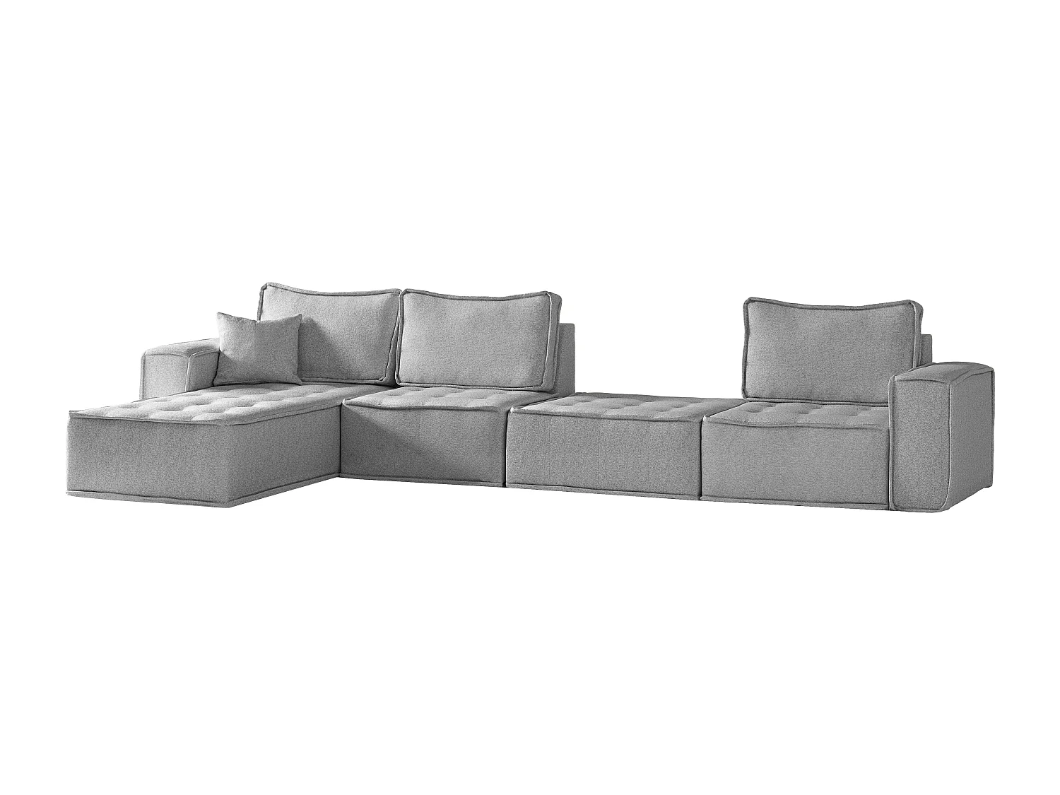 Canapé d'angle Bohoo XL en L, tissu Raven, gris, gauche