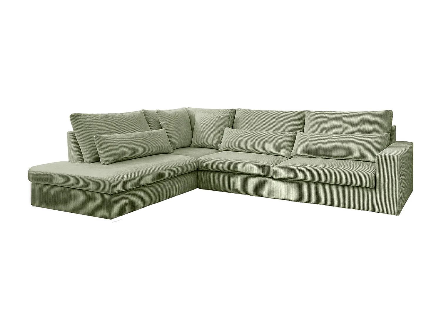 Canapé d'angle en L SVEN tissu Poso vert clair gauche