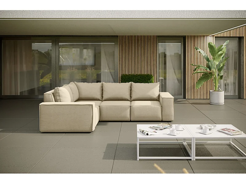 Gartenmöbel Ecksofa SONNE, Stoff ARTIKEL, Beige, Rechts