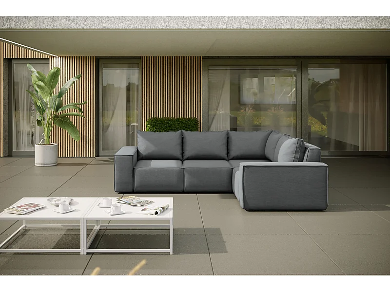 Gartenmöbel Ecksofa SONNE, Stoff ARTIKEL, Grau, Links