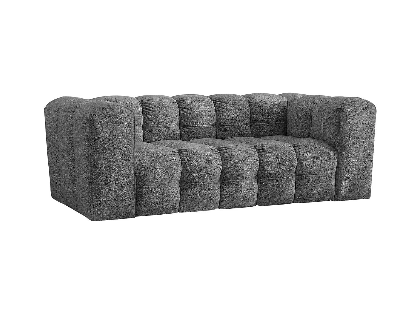 Sofa 2-Sitzer, Komfort Couch BALOO, stoff Schenille & Bouclé, Anthrazit