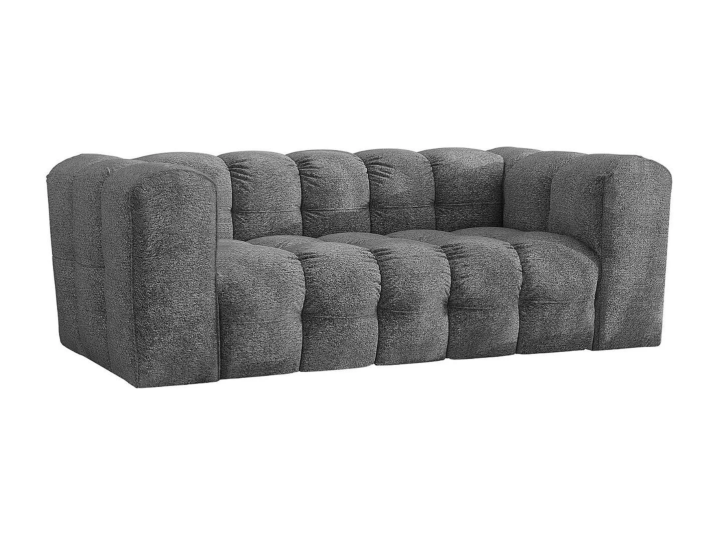 Sofa 2-Sitzer, Komfort Couch BALOO, stoff Schenille & Bouclé, Anthrazit