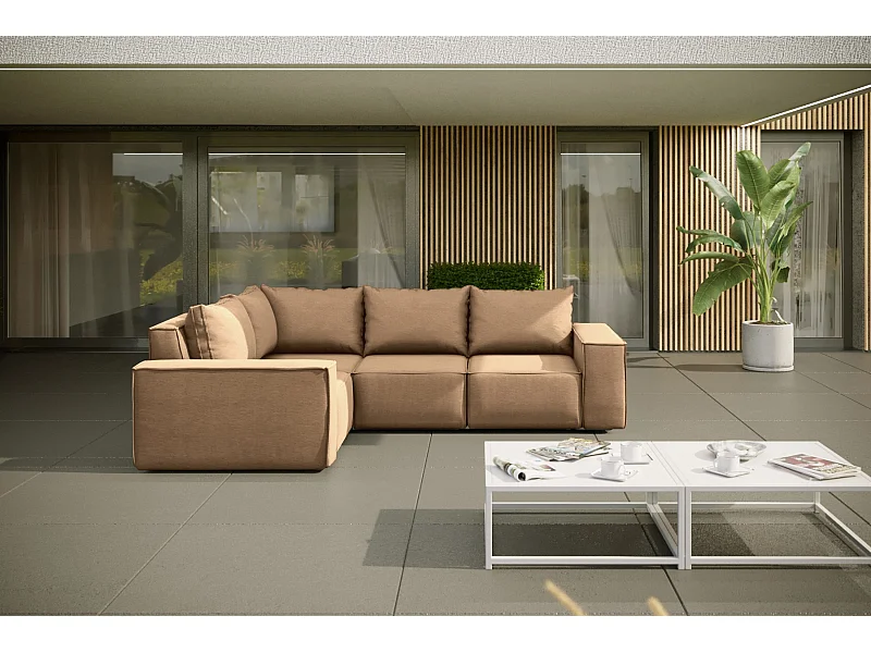 Gartenmöbel Ecksofa SONNE, Stoff ARTIKEL, Cappuccino, Rechts