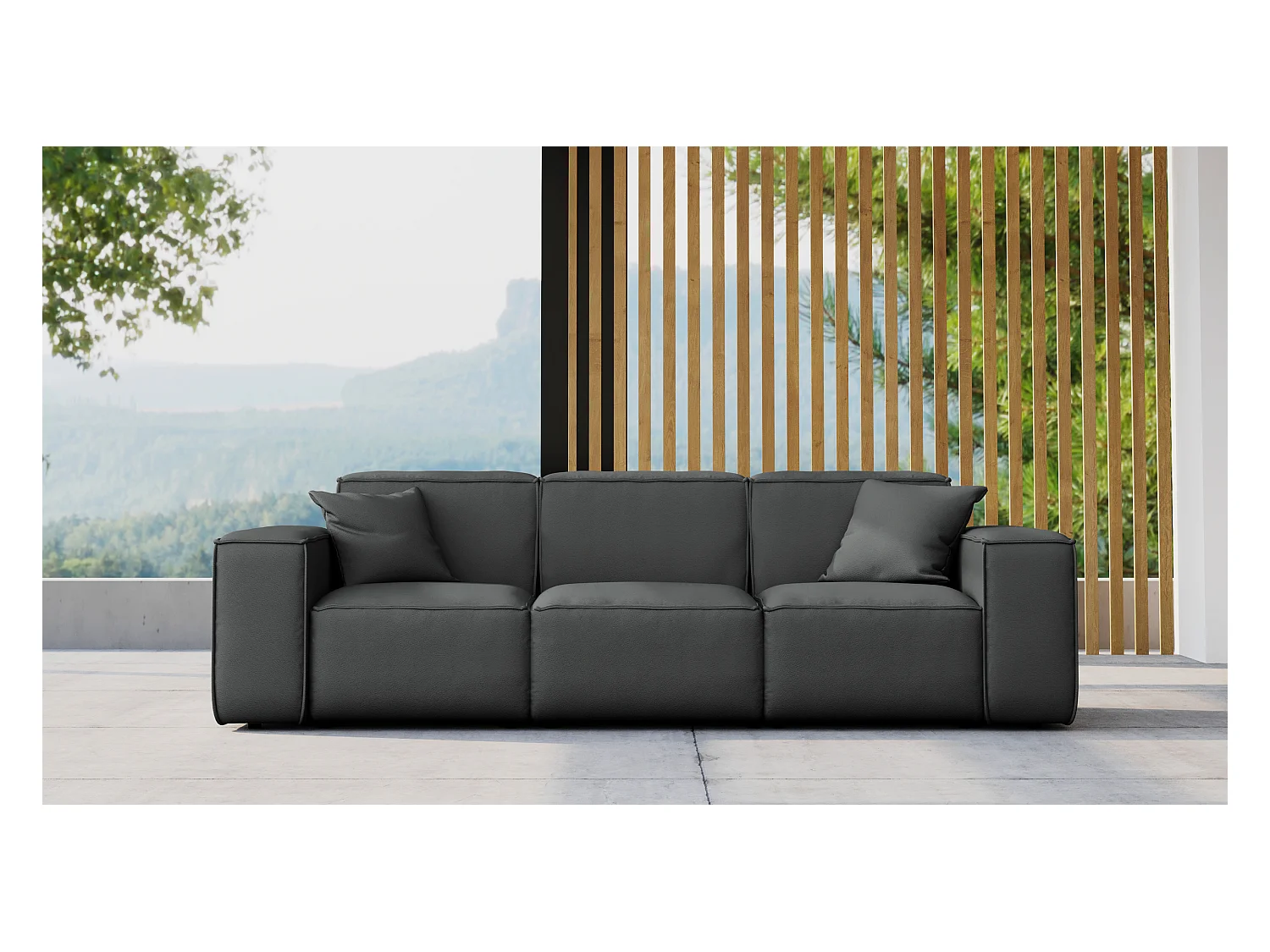 Tuinmeubelbank driezits MALIBU, stof ODYSSEY, antraciet