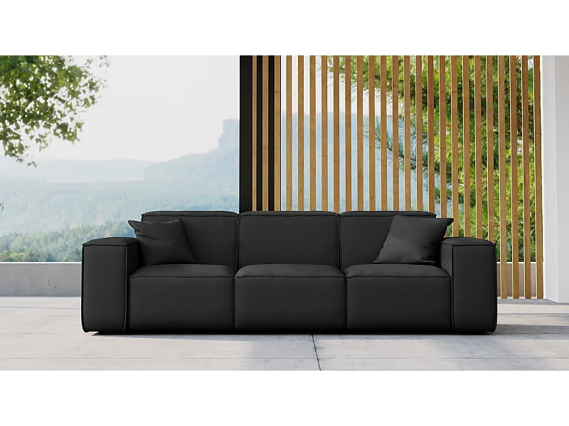 Tuinmeubelbank driezits MALIBU, stof ODYSSEY, zwart