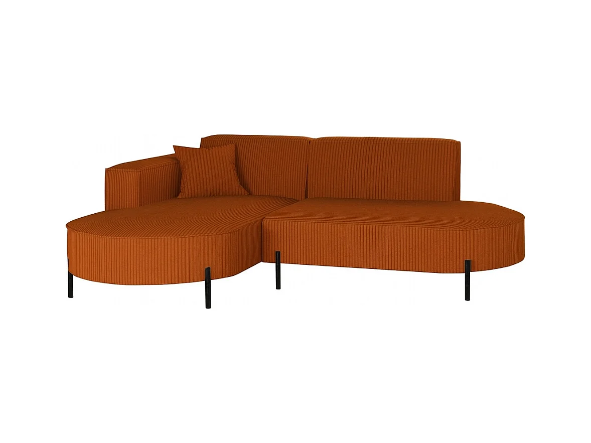 Canapé d'angle, canapé en L, designer Modena, tissu pur, Poso, cuivre, gauche