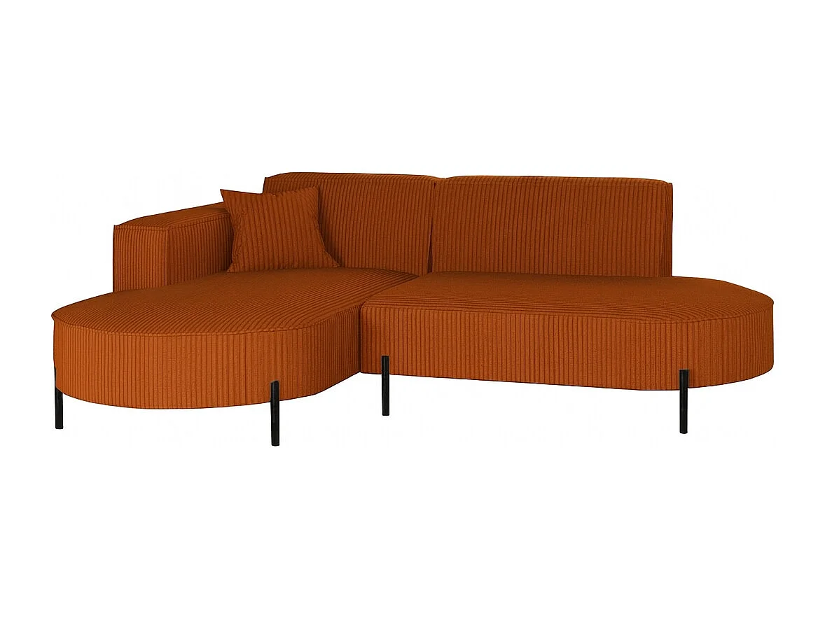 Canapé d'angle, canapé en L, designer Modena, tissu pur, Poso, cuivre, gauche