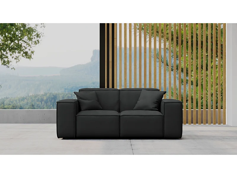Gartenmöbel Sofa Zweisitzer MALIBU, Stoff ODYSSEY, Schwarz